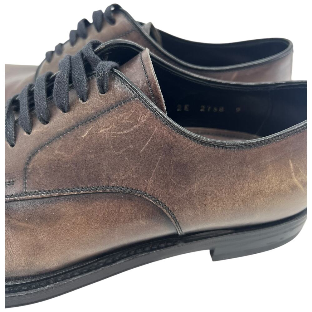 Prada Brown Leather Derby Dress Shoes Made in Italy Lace Up Minimalist Luxury 9 - Picture 6 of 14